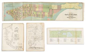 VARIOUS CARTOGRAPHERS Group of 10 lithographed folding maps and plans taken from various editions of Valentine's Manual. 1860s.